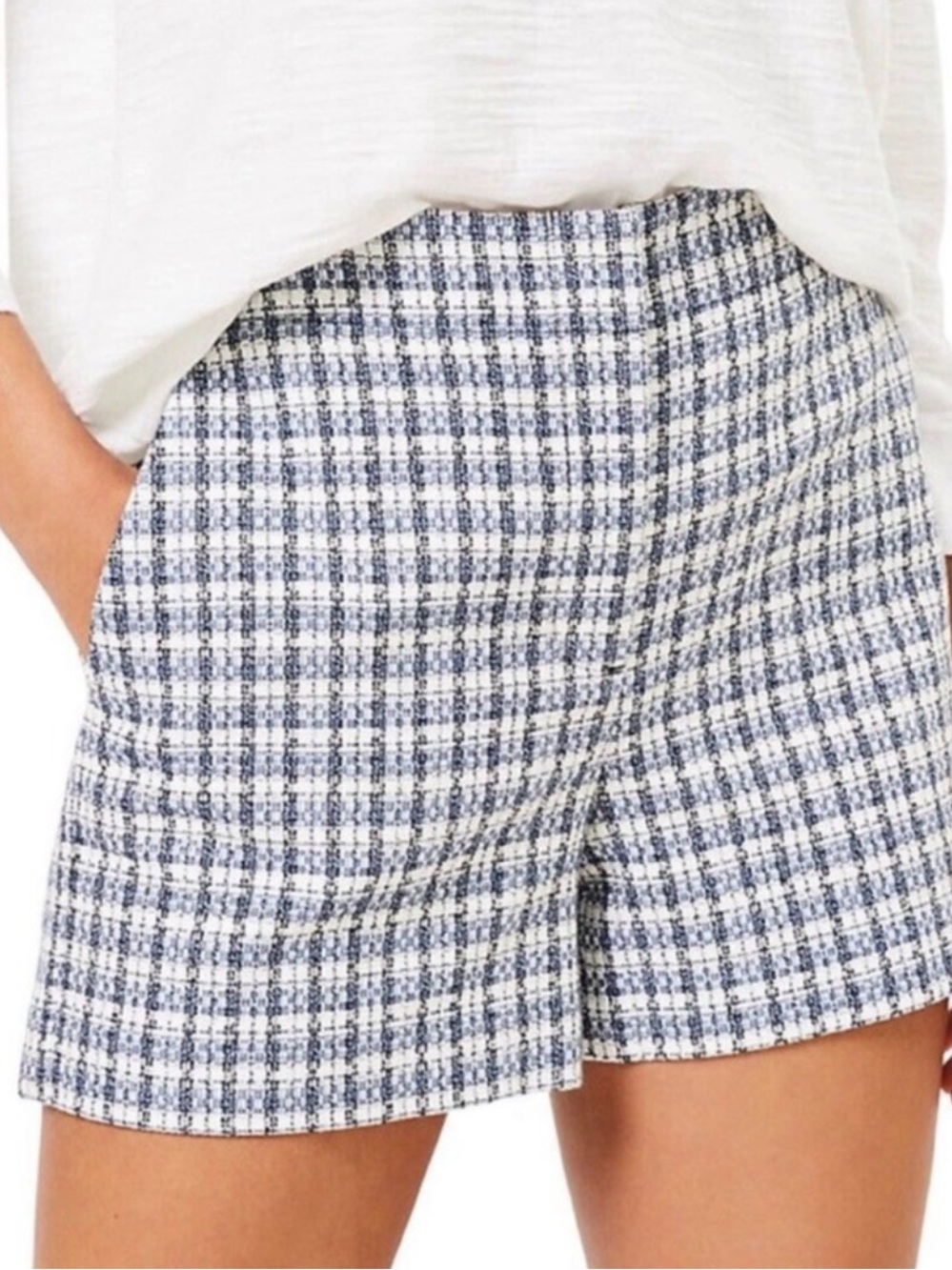 NWOT Loft Structured High Waist Plaid Tweed Shorts